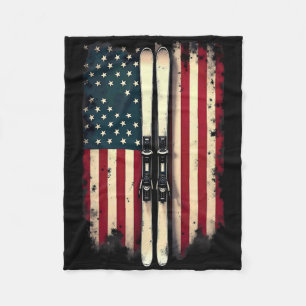 American Flag Alpine Skiing Skier _5 Fleece Blanket