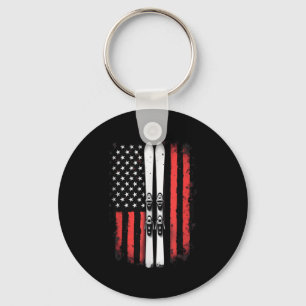 American Flag Alpine Skiing Skier _5  Key Ring