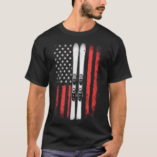 American Flag Alpine Skiing Skier _5  T-Shirt