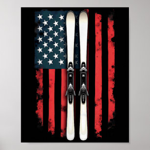 American Flag Alpine Skiing Skier _6 Poster