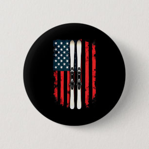 American flag alpine skiing skier American flag al 6 Cm Round Badge
