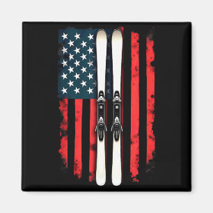 American flag alpine skiing skier American flag al Magnet