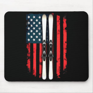 American flag alpine skiing skier American flag al Mouse Pad