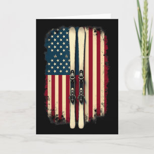 American Flag Alpine Skiing Skier Card