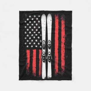 American Flag Alpine Skiing Skier Fleece Blanket