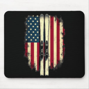 American Flag Alpine Skiing Skier Mouse Pad