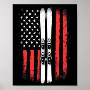American Flag Alpine Skiing Skier  Poster