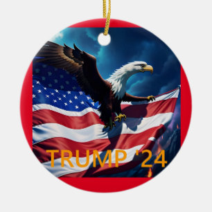 American Flag American Eagle TRUMP 2024 Ceramic Ornament