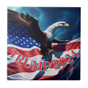 American Flag American Eagle TRUMP 2024 Ceramic Tile