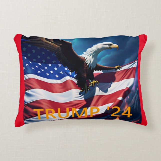 American Flag American Eagle TRUMP 2024 Decorative Cushion (Front)