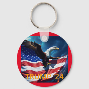 American Flag American Eagle TRUMP 2024 Key Ring