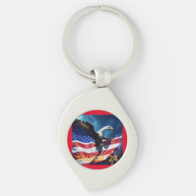 American Flag American Eagle TRUMP 2024 Key Ring (Front)