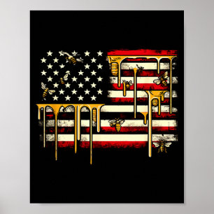 American Flag & Honeybee Patriotic Beekeeper B Poster