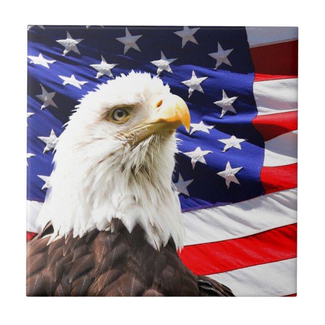 American Flag and Bald Eagle Ceramic Tile (Front)