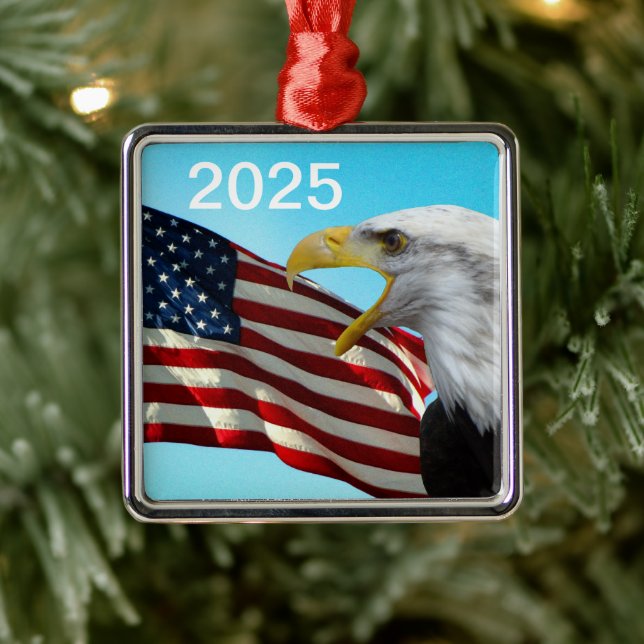 American Flag and Bald Eagle Patriotic Ornament (Tree)