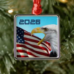 American Flag and Bald Eagle Patriotic Ornament
