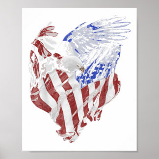 American Flag and Bald Eagle Patriotic  Poster