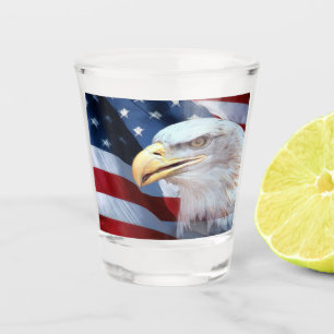 American Flag and Bald Eagle Shot Glass