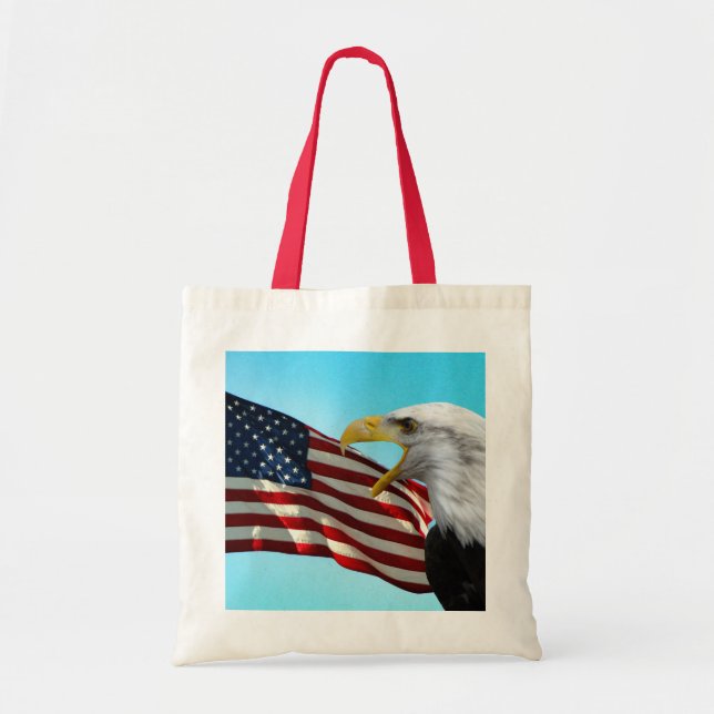 American Flag and Bald Eagle Tote Bag (Front)