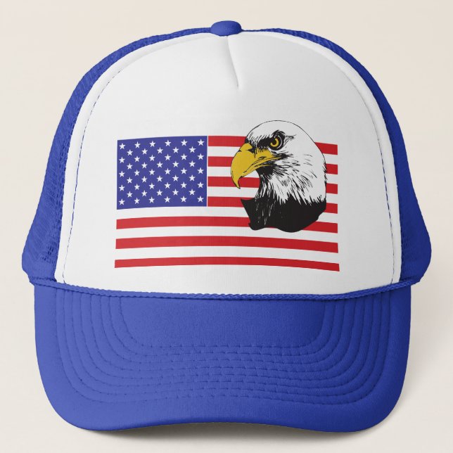 American Flag and Bald Eagle Trucker Hat (Front)