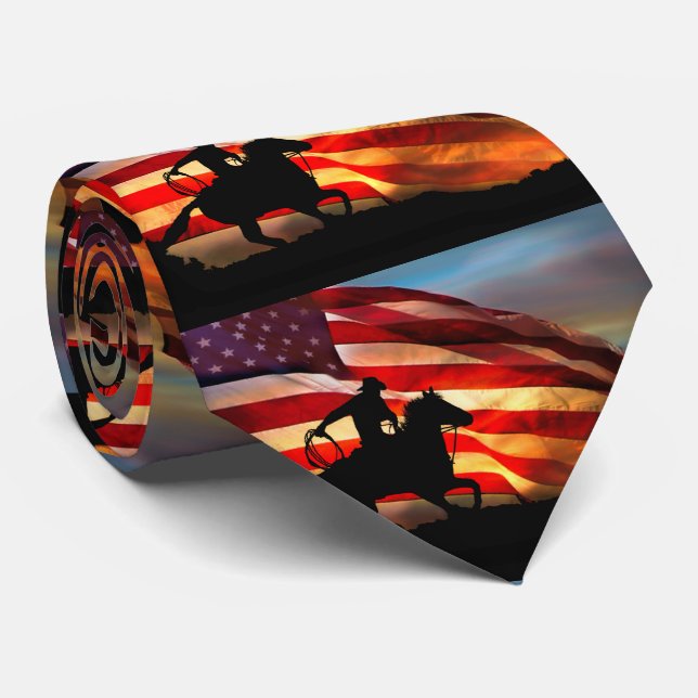 American Flag and Cowboy Patriotic Tie (Rolled)