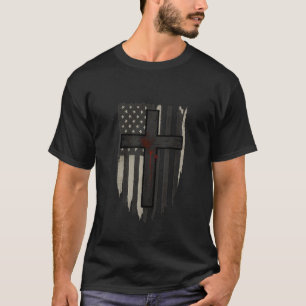 American Flag and Cross Patriotic Christian Faith T-Shirt