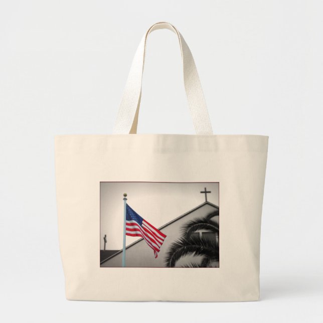 American Flag and Crucifix Impulse Tote Bag (Front)