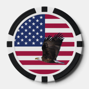 American Flag and Eagle Casino Quality Poker Chips