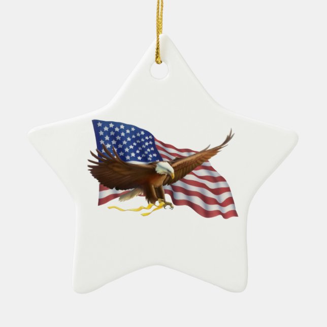 American Flag and Eagle Ceramic Tree Decoration (Front)