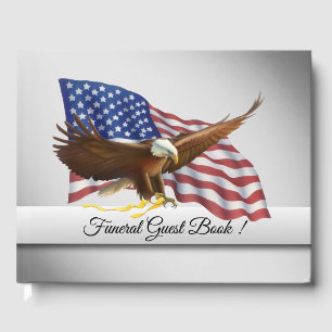 American Flag and Eagle Funeral Guest Book