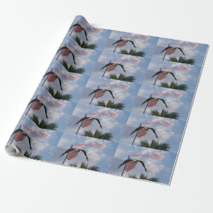 American flag and eagle in flight 4th of July Wrapping Paper
