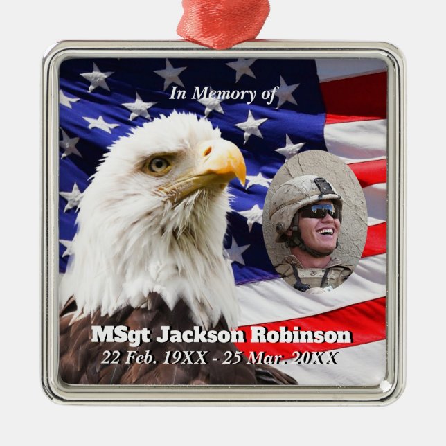  American Flag and Eagle  Metal Ornament (Front)