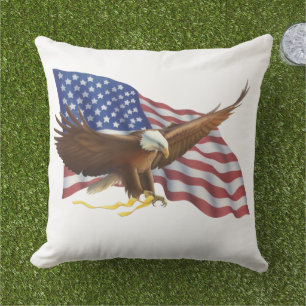 American Flag and Eagle Outdoor Cushion