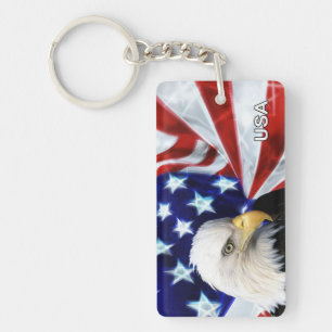 American Flag and Eagle Patriotic Key Ring