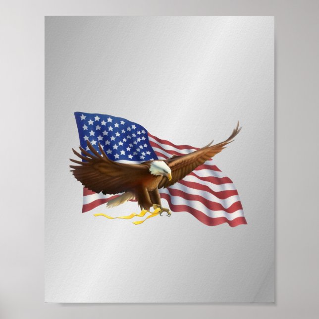 American Flag and Eagle Silver Poster (Front)