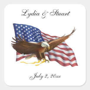 American Flag and Eagle  Square Sticker