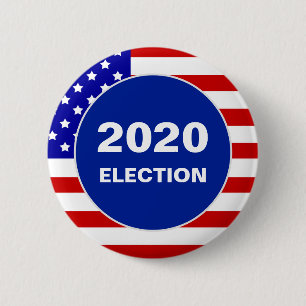 American flag and editable 2020 election text 6 cm round badge