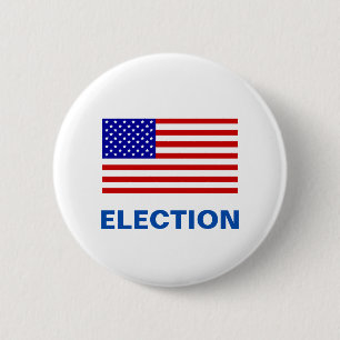 American flag and election text 6 cm round badge