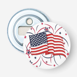 American Flag and Fireworks Bottle Opener