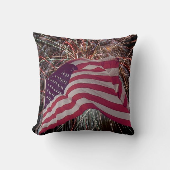 American Flag and Fireworks Cushion (Front)
