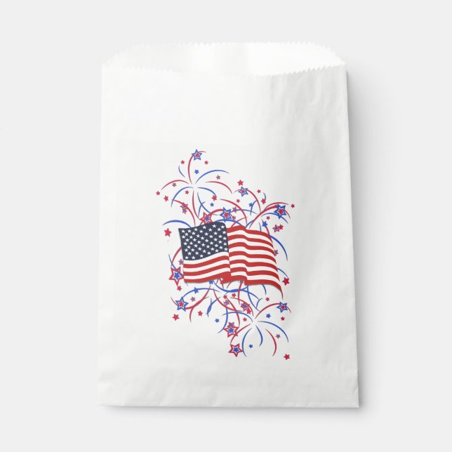 American Flag and Fireworks Favour Bag (Front)