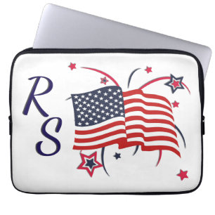 American Flag and Fireworks Laptop Sleeve