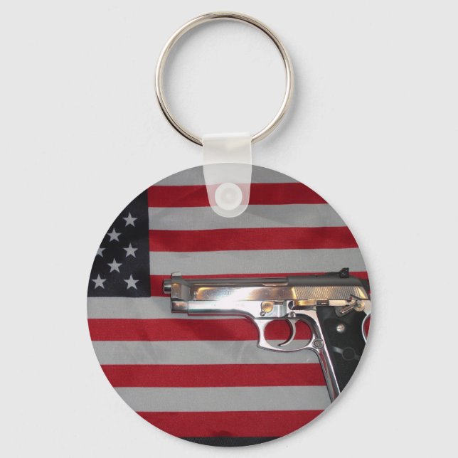 American Flag and Gun Keychain (Front)