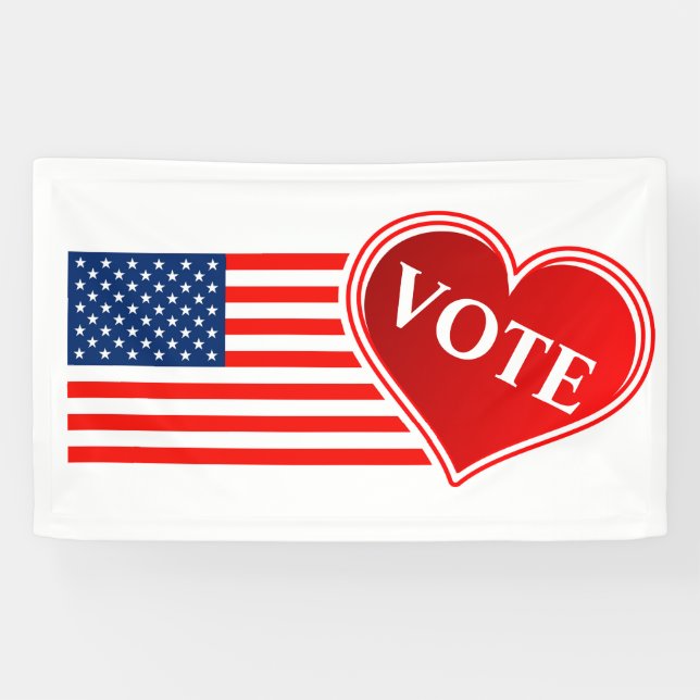 American Flag and Heart Vote Banner (Horizontal)