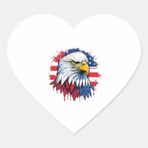American flag and majestic eagle heart sticker