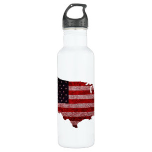 American Flag and Map #2 710 Ml Water Bottle