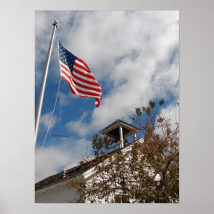 American Flag and One Room School Poster