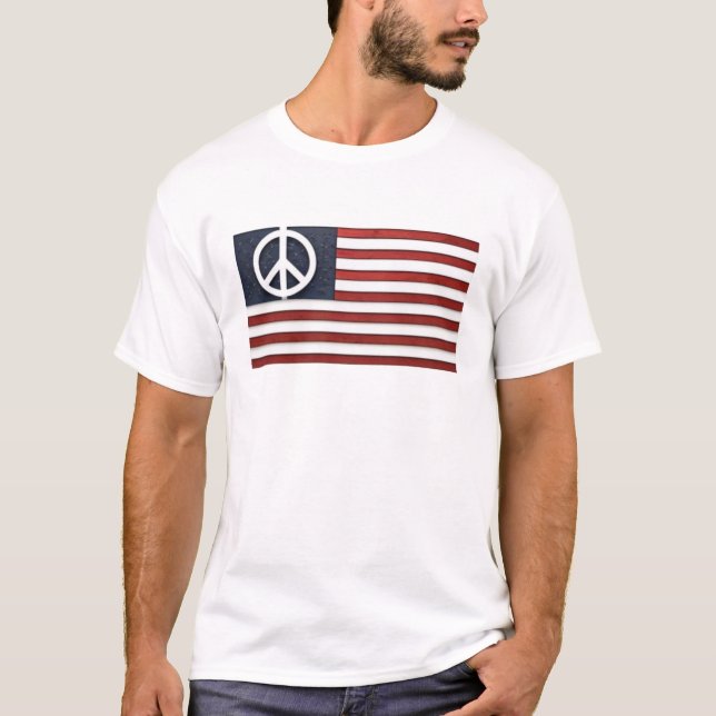 American Flag and Peace Sign T-Shirt - Zazzle (Front)