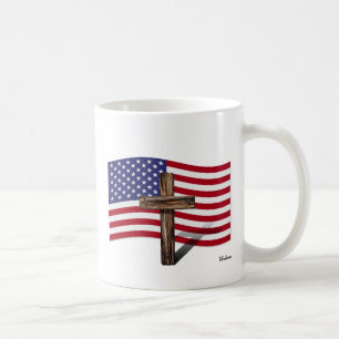 American Flag and Rugged Cross Coffee Mug