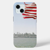 American Flag and shoreline